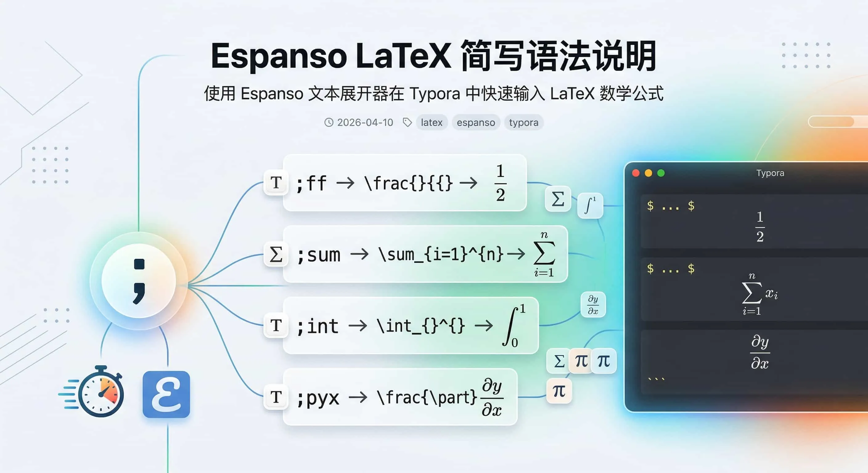 Espanso LaTeX 简写语法说明